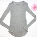 Lululemon  Cabin Yogi Long Sleeve Heathered Medium Grey Ribbed Cashmere Sweater Photo 5