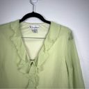 Dress Barn  V Neck Ruffle Crinkle Blouse Green Sz Photo 2