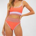 Beach Riot  Oasis Color Block Emmy Ribbed High Waisted Bikini Bottoms Size Small Photo 2