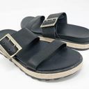 Sorel Like New  Women's Roaming Black Leather Platform Espadrille Sandal 9 Photo 0