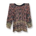 Tracy Reese Plenty  Womens Tunic Top Multicolor Floral Long Sleeve Petites P Photo 2