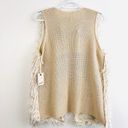 Poof *New*  Beige Super SIlky Soft Faux Fur & Crocket Knitted Vest ~ Medium Photo 5