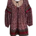 Bebe  Fable boho embroidered satin trim balloon  sleeve mini dress women’s S NEW Photo 2