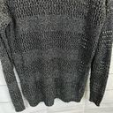 525 America  Womens size Medium Metallic Silver Open Knit Crochet Sweater Gray Photo 7