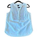 Talbots  blue beaded front sleeveless blouse size medium petite Photo 0