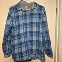 L.L.Bean  Women’s Large Fleece Lined Flannel Shirt Blue Button Front 285013 Photo 0