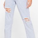 Nasty Gal Blue Distressed Mom Jeans NWT Photo 0