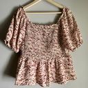 Old Navy  Short Sleeve Smocked Printed Blouse Size Large Photo 2