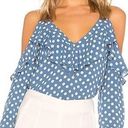 L'Academie  The Paisley Cut Outs Blouse in Blue Dot Sz XS Photo 0