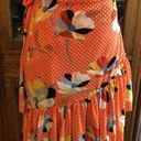 CAbi  Orange Floral Polka Dot Wrap Skirt Ruffle Hem Self Tie Waist   Size Small Photo 0