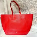 Carolina Herrera CH  Leather Shoulder Large Shopping Tote Handbag Red Photo 4