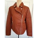 Krass&co Boundless North North&. Womens Faux Leather Moto Jacket Cognac Brown Size M Photo 1
