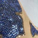 Tracy Reese  Neiman Marcus Sequin Top SMALL Blue Nude Scoop Neck Party Blouse Photo 3