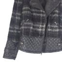 Ruff Hewn  Wool Blend Quilted Moto Jacket Check Plaid Black Size S Photo 3