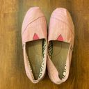 Toms  women’s 6.5 pink white stripe slip ons flat canvas Photo 3