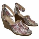 Vince Camuto  Deedriana Pink Leather Snake Print Wedge Ankle Strap Sandals US 8.5 Photo 0