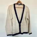 Vintage Contrast Cream And Navy Cardigan Sweater Blue Size M Photo 4