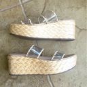 Schutz Schultz Royce Vinyl Raffia Wrapped Platform Espadrille Mule Sandals Size 9.5 Photo 6