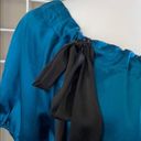 Cynthia Steffe  Silk Neck Bow Blouson Peacock Blue Photo 1