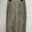 White House | Black Market  Tweed Pencil Skirt Metallic Satin Piping Back Slit Photo 0