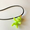 Handmade Kawaii y2k funny funky style neon green baby PU leather unisex necklace💚👶🦋🌀 Photo 2