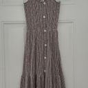 Caution to the Wind Earthtone cottage ruffled midi dress, taupe & white, medium Photo 6