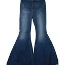 Free People  Faded Dark Wash Flare Jeans Bell Bottoms Raw Hem Wide Leg size 28 Photo 0