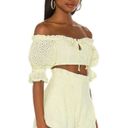 Majorelle Thalia Top in Lemon Cream Size Large Puff Sleeve Eyelet Smocked Photo 2