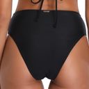 Relleciga  Bikini Bottom Black High Cut High Waisted Swim Bottom Sz S NWT Photo 3