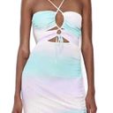 ZARA New  Pastel Tie Dye Satin Ruched Cut Out Mini Dress Size XS Photo 0