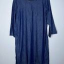 Talbots  Faux Denim Chambray Style Mini Dress Quarter Length Ruffle Sleeve 12p Photo 7