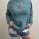 Vintage 90s Blue Yosemite Embroidered Wolf Mountain Crewneck Pullover Sweatshirt Size M Photo 0