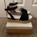 SheIn Black Open Toe Buckle Ankle Strap Espadrilles Flatform Wedge Casual Sandal Photo 7