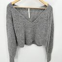 Babaton The Group by  Aritzia Sweater Women 2XS Grey V-Neck Long Sleeve Cropped Photo 0