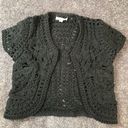 Coldwater Creek Boho Crochet Festival Vest Size 4 Cropped Hippie Black Chunky Knit Hipster 34" Photo 1