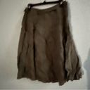 J.Jill  Brown Pleated 100% Linen Side Zipper Skirt tie waist belt Size 6 petite Photo 1