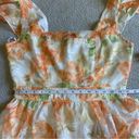 Lulus NWOT  Beyond Beauty White and Orange Floral Burnout Tiered Midi Dress Photo 5