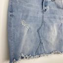 Celebrity Pink  Light Wash Blue Denim Raw Hem Mini Skirt Women's Size 1/25 Photo 2