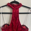 Blanc Strapless Crushed Velvet Choker Dress Photo 4