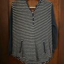 J. JILL Linen Cotton Hooded Tunic in Navy and White Stripe Women’s Size L Size L Photo 1