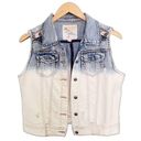 Z Supply  Anthro Dip Dye Beaded Jean Vest Boho Women’s Size Medium Cotton Denim Photo 0