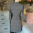 Laundry by Shelli Segal Laundry Shelly Segal Black White Wrap Dress Collared Belted Silky Womens XS Photo 6