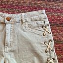 easel  LA DENIM GREY CUT OFF LACE UP SIDE WESTERN SHORTS Photo 3