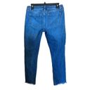 CAbi  #5495 Size 4 Blue Cropped High Straight Raw Hem Distressed Denim Jeans Photo 2