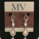 ma*rs New  and Valentine Vintage Sterling Silver Pearl Rose Crystal Dangle Earring Photo 0