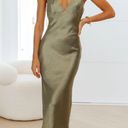 Hello Molly Green Satin Dress Photo 0