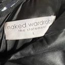 Naked Wardrobe  Black Faux Leather Puff Sleeve Ruched Mini Bodycon Dress Size L Photo 9