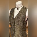 Anne Klein Anne Kline II Gold Olive Green Gray Paisley Fabric ButtonVest Sz 10. Full Lining Photo 3