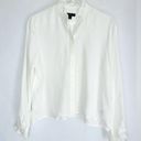 J.Crew  Drapey Ruffle Trim Ivory Viscose Blend Button Down Blouse Shirt Size M Photo 3