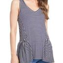 Modcloth  Stripe Ruffle Tank Top In Every Direction Knit Navy Blue Cream White S Photo 0